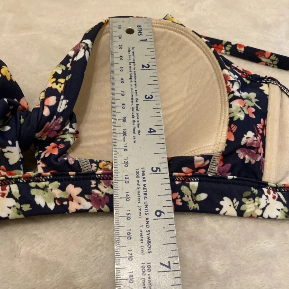 Kona Sol Navy Floral Bikini Top